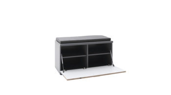 Garderoben-Set Mca furniture aus Holz Kunstharz in Grau Holzfarben MCA Garderobenserie Teneriffa Garderobe Komplett-Set grau Melamin Nachbildung & Balkeneiche – sechsteilig