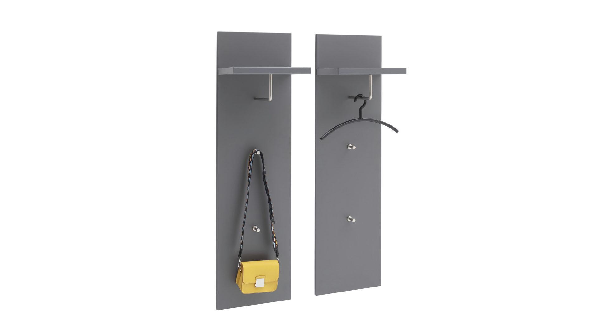 Garderoben-Set Mca furniture aus Holz Kunstharz in Grau Holzfarben MCA Garderobenserie Teneriffa Garderobe Komplett-Set grau Melamin Nachbildung & Balkeneiche – sechsteilig