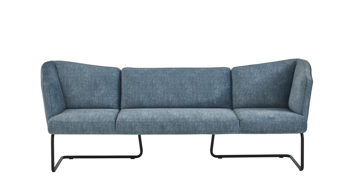 Polsterbank K+w polstermöbel aus Metall Stoff in Hellblau K+W Recamiere MIKKADO TUBE Bank, Sitzbank Stoff 0660-52 lightblue & schwarze Rundrohrkuve - Länge ca. 242 cm