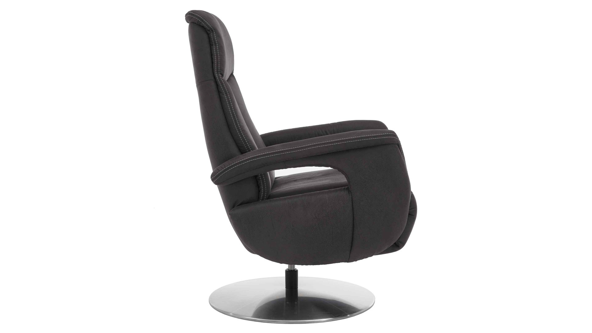 Relaxsessel modulmaster aus Stoff in Anthrazit Modulmaster MM-MP1063 - Relaxsessel 1DRF anthrazitfarbene Mikrofaser Saddle & Chrom-Tellerfuß