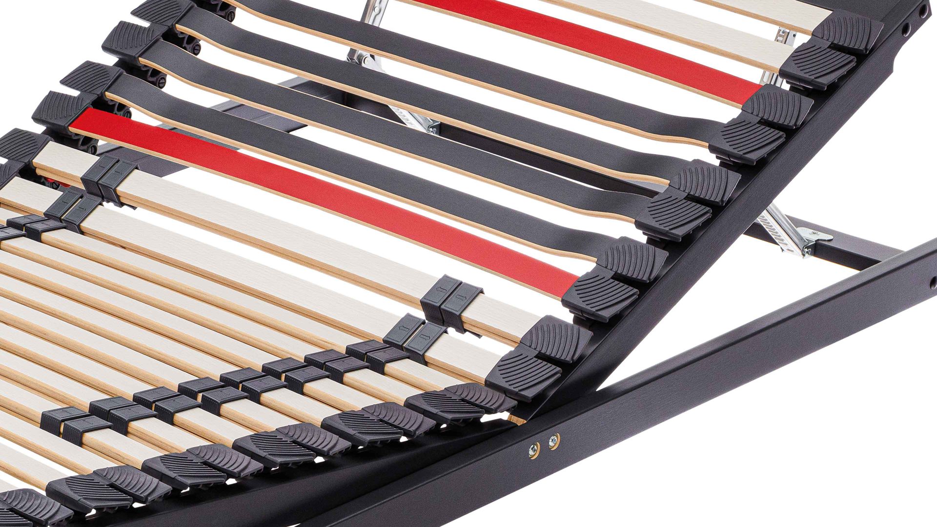 Lattenrost Interliving aus Holz in Anthrazit Interliving Lattenrost Serie 1950 - V6555 mit Hebehelfe manuell verstellbar – Liegefläche ca. 90 x 190 cm
