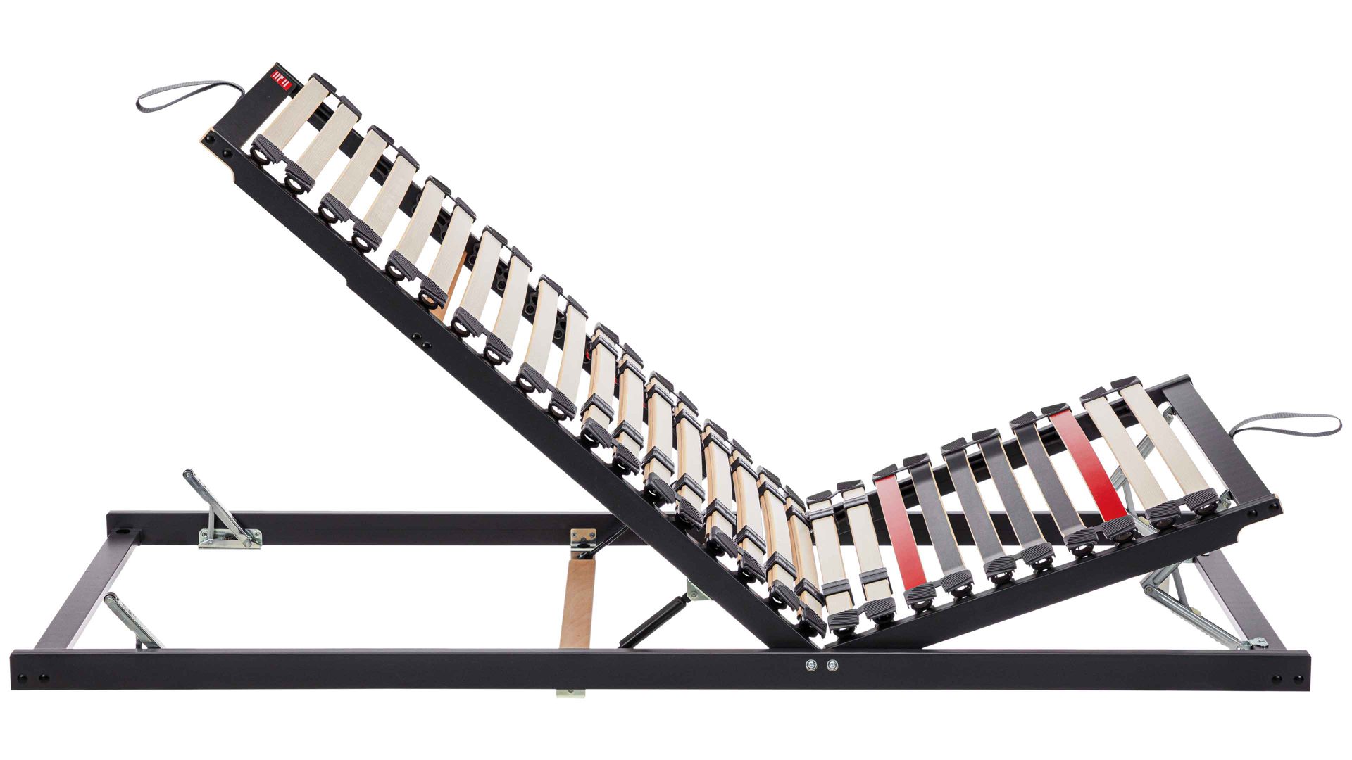 Lattenrost Interliving aus Holz in Anthrazit Interliving Lattenrost Serie 1950 mit Hebehilfe mit Hebehelfe manuell verstellbar – Liegefläche ca. 120 x 200 cm