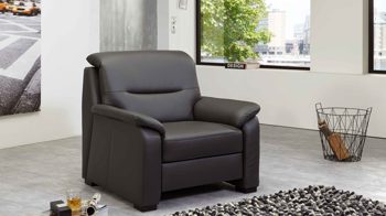 Polstersessel modulmaster aus Leder in Anthrazit Modulmaster MM-PN1009 - Sessel anthrazitfarbenes Leder Torro & schwarze Holzfüße