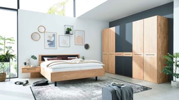 Komplettzimmer Interliving aus Holz in Holzfarben Interliving Schlafzimmer Serie 1028 – Komplettzimmer 1009 Erle & Carbon – vierteilig, sechstürig