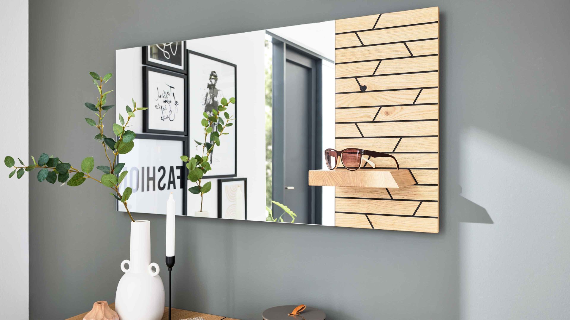 Wandspiegel Interliving aus Spiegel in Holzfarben Interliving Garderoben Serie 6011 – Wandspiegel 781901-2 Wildeiche - ca. 106 x 55 cm