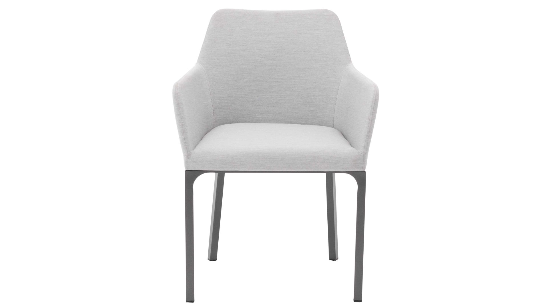 Gartenstuhl /-sessel Interliving aus Kunstfaser in Hellgrau Interliving Gartenmöbel Serie 7003 - Armlehnstuhl hellgrauer Bezug Panama & anthrazitfarbenes Aluminium