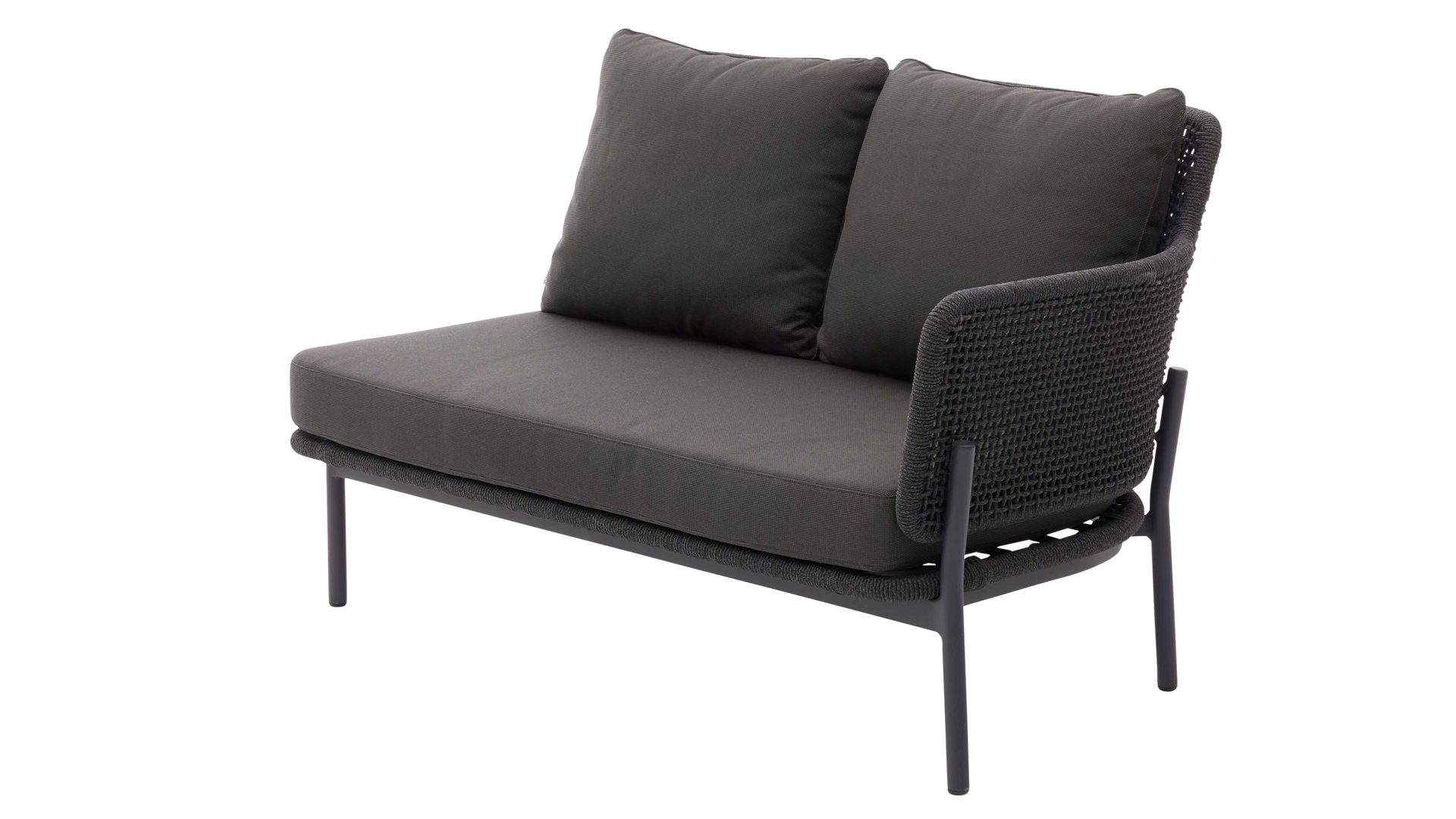 Gartensofa Interliving aus Kunstfaser in Dunkelgrau Interliving Gartenmöbel Serie 7005 - Modul rechts, graues Kordelgeflecht & dunkelgrauer Olefinbezug - Breite ca. 130 cm