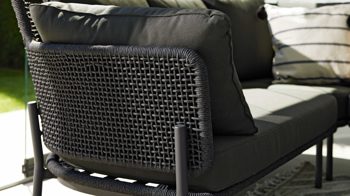 Gartensofa Interliving aus Kunstfaser in Dunkelgrau Interliving Gartenmöbel Serie 7005 - Modul G729 links, graues Kordelgeflecht & dunkelgrauer Olefinbezug - Breite ca. 130 cm