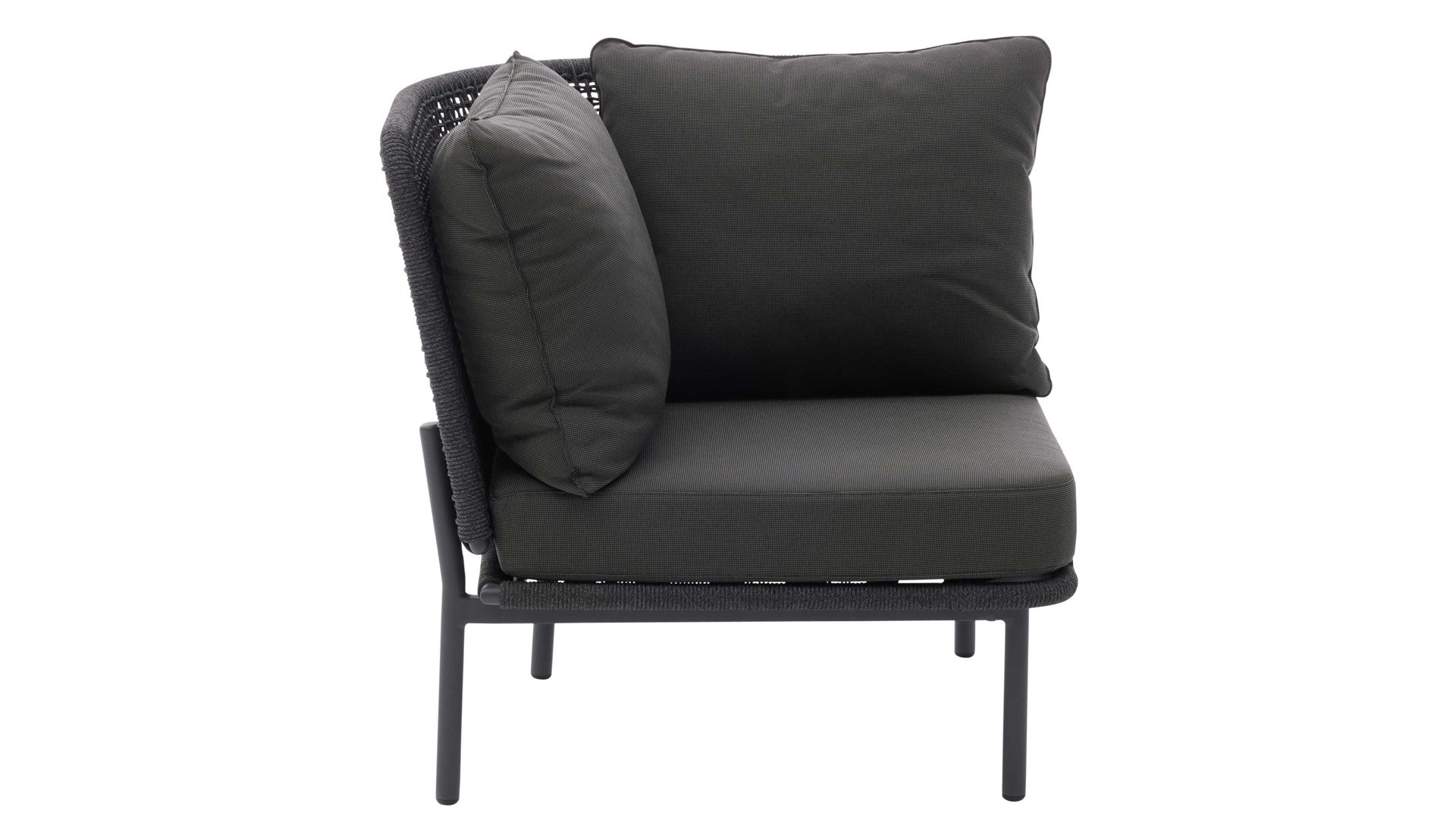 Gartensofa Interliving aus Kunstfaser in Dunkelgrau Interliving Gartenmöbel Serie 7005 - Eckmodul G709 graues Kordelgeflecht & dunkelgrauer Olefinbezug - ca. 78 x 78 cm