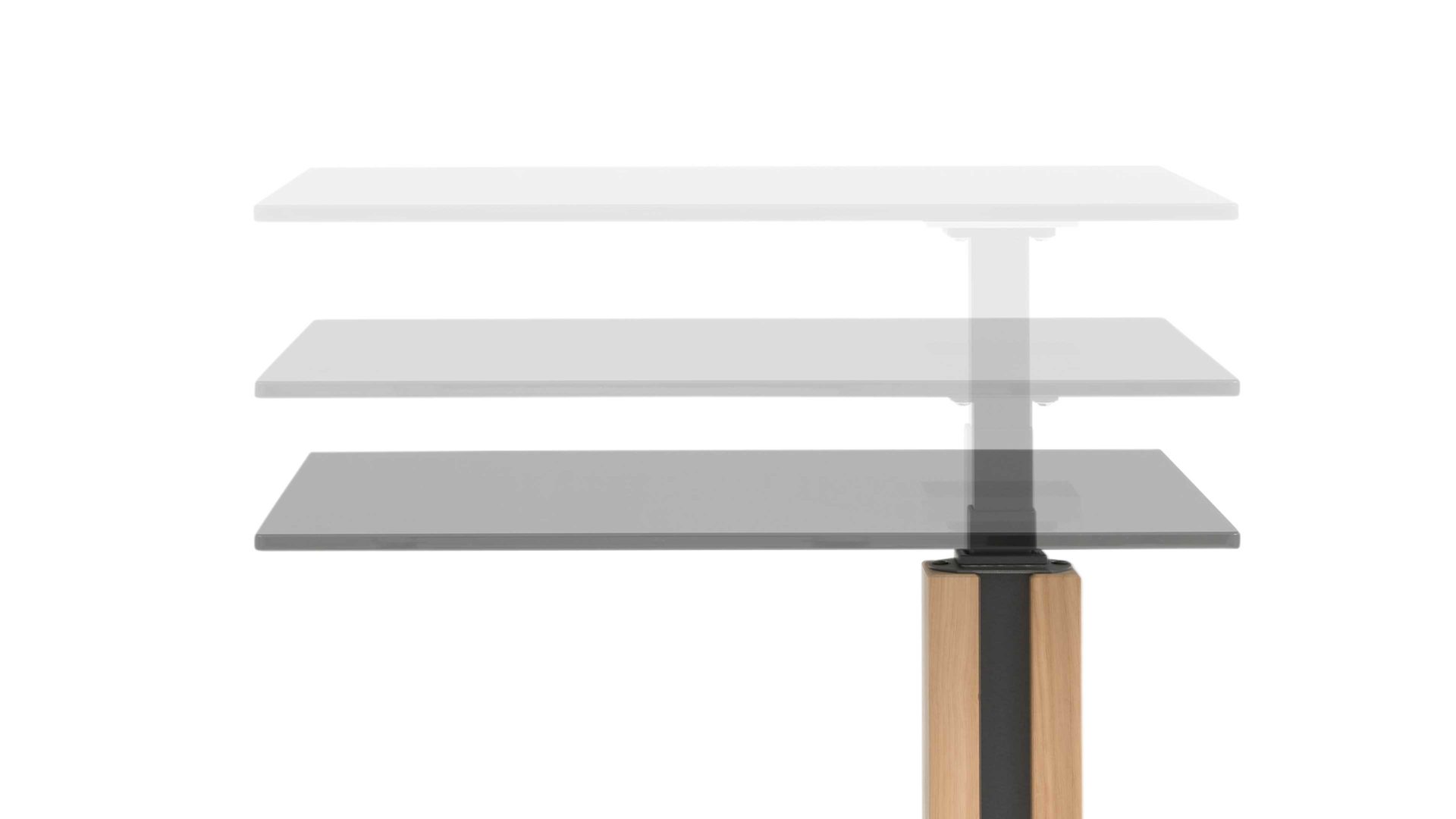 Beistelltisch Interliving aus Glas in Dunkelgrau Interliving Couchtisch Serie 6211 - Beistelltisch graues Parsolglas & Wildeiche - ca. 55 x 47 cm