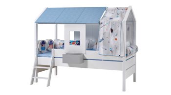 Bettgestell Paidi aus Holz in Weiß PAIDI Kojenbett Tiny House, Spielbett Kreideweiß - Liegefläche 90 x 200 cm