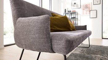 Polsterbank Interliving aus Stoff in Grau Interliving Esszimmer Serie 5504 - Polsterbank 230-200 grauer Bezug Concrete DCT 99 & schwarzes Kufengestell S 346 - Länge ca. 218 cm