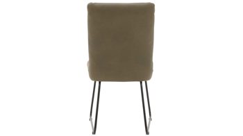 Polsterstuhl Interliving aus Leder in Grün Interliving Esszimmer Serie 5504 - Polsterstuhl 35 grünes Leder EVI 33 & schwarzes Kufengestell S 355
