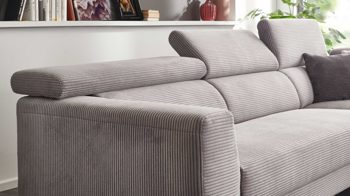 Ecksofa Ada | 415514 aus Stoff in Hellgrau Ada Eckkombination 7539 Polsterecke Stoffbezug Cord S-GCT49-08 Platinum grey – Stellfläche ca. 293 x 161 cm