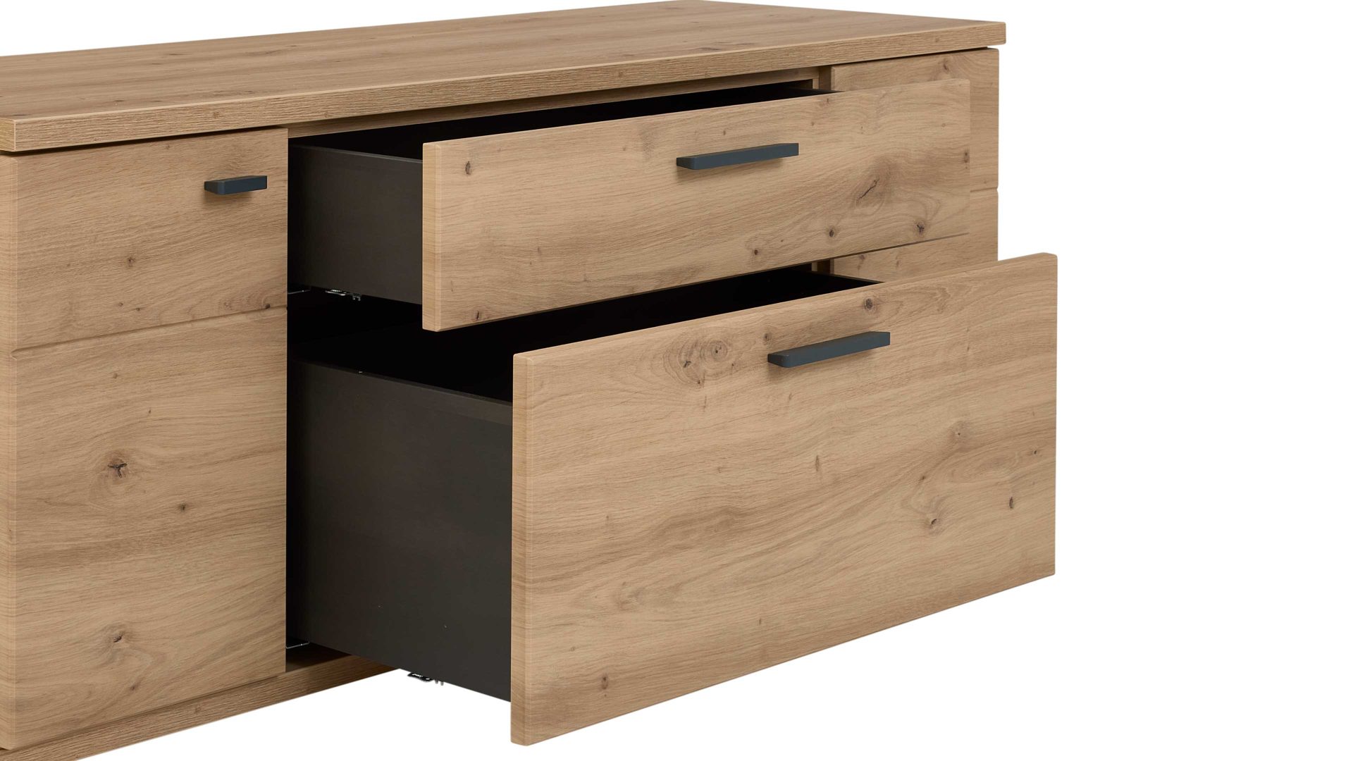 Wohnwand Interliving aus Holz in Holzfarben Interliving Wohnzimmer Serie 2110 - Wohnwand Alteiche - fünfteilig, Breite ca. 330 cm