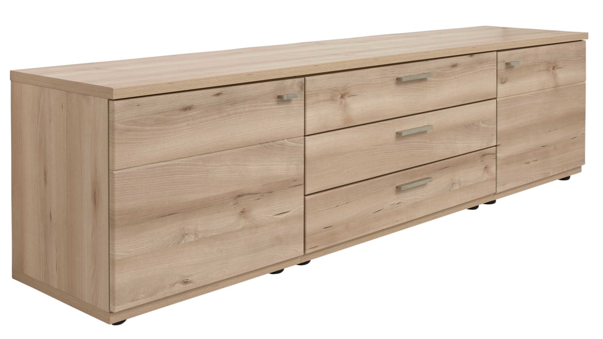 Wohnwand Interliving aus Holz in Holzfarben Hell Interliving Wohnzimmer Serie 2110 - Wohnwand Naturbuche - sechsteilig, Breite ca. 315 cm