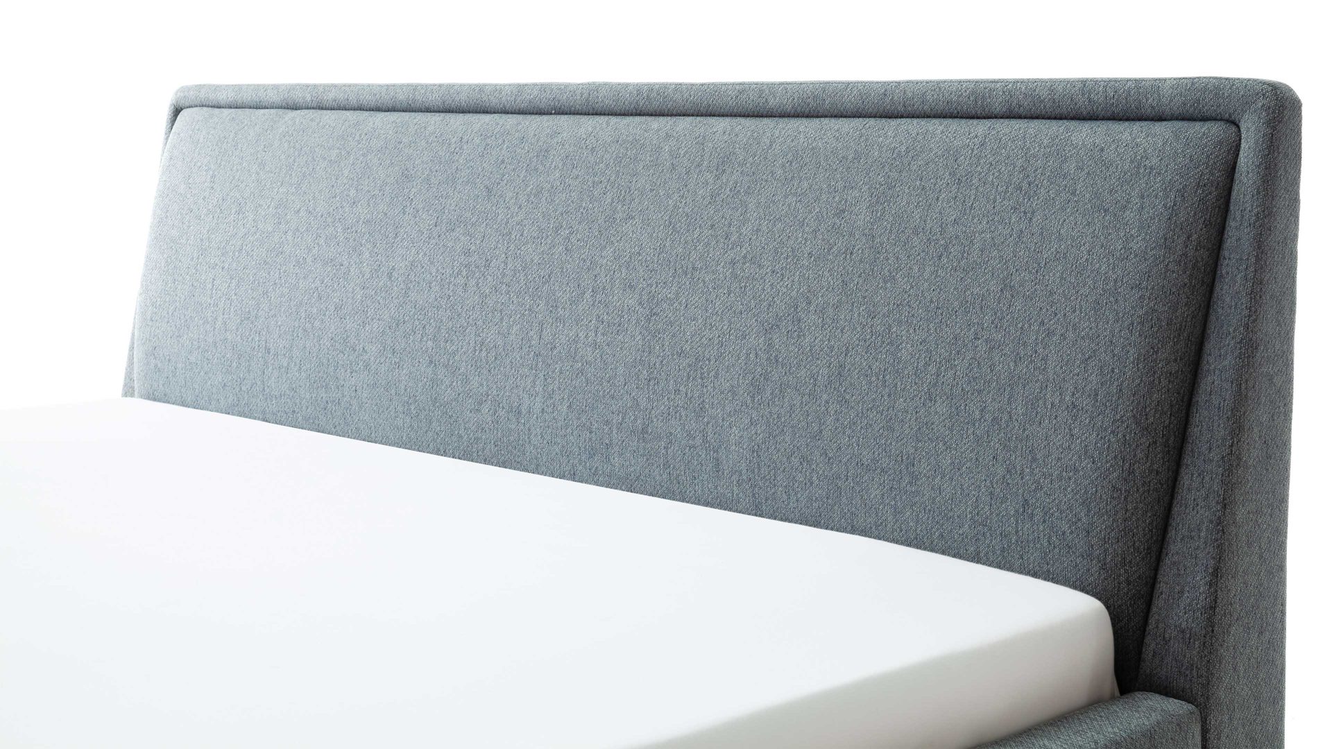 Bettgestell Meise.möbel aus Stoff in Blau Polsterbettgestell Frieda oceanfarbener Bezug Stelar 39 & schwarze Holzfüße - Liegefläche ca. 180 x 200 cm