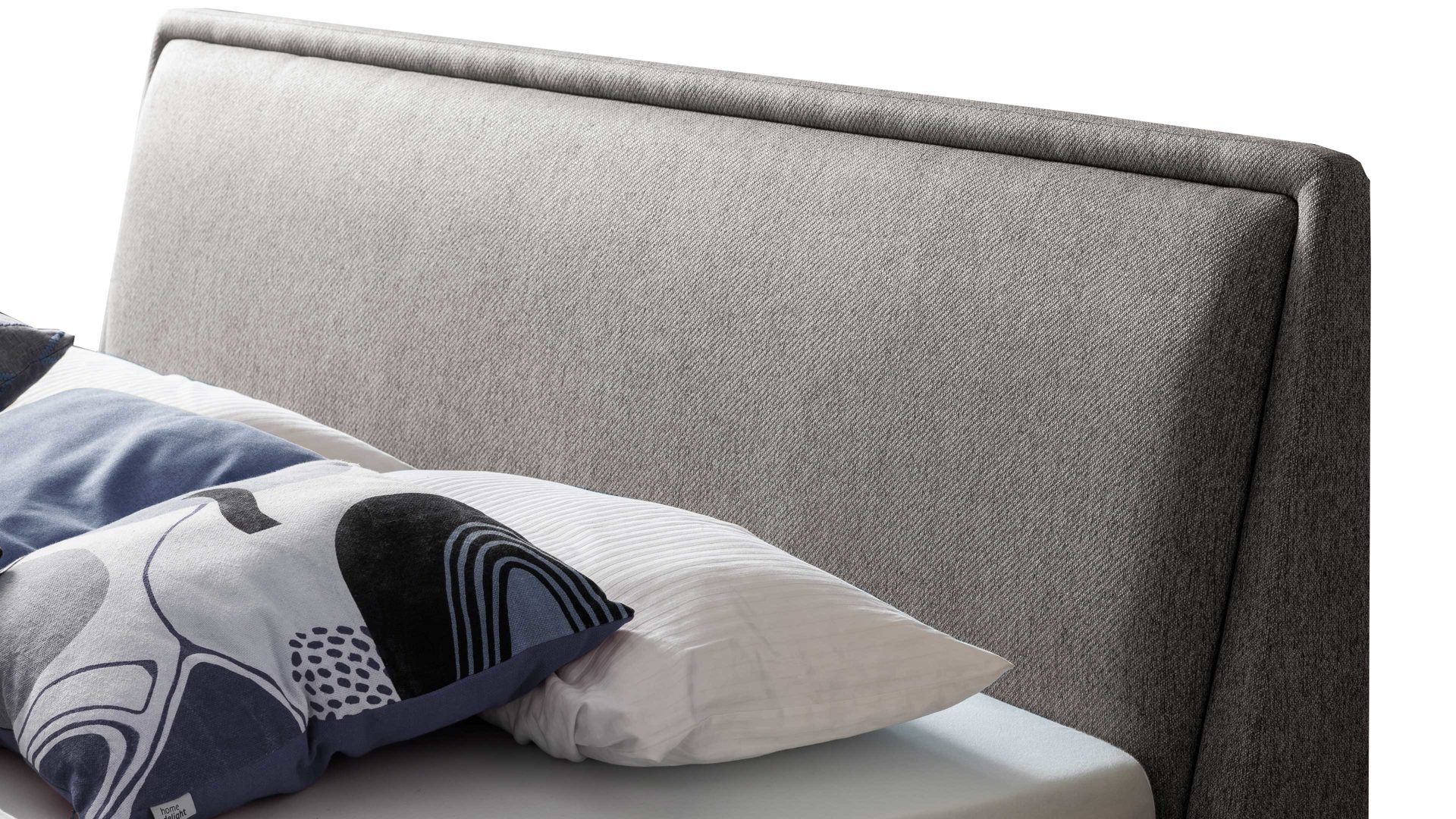 Bettgestell Meise.möbel aus Stoff in Grau Polsterbettgestell Frieda grauer Bezug Stelar 92 & schwarze Holzfüße - Liegefläche ca. 180 x 200 cm