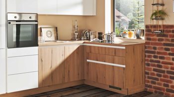 Einbauküche Express küchen aus Holz in Weiß EXPRESS KÜCHEN Einbauküche Star mit Einbaugeräten Weiß & Eiche astig - Stellfläche ca. 293 x 160 cm