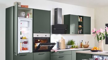 Einbauküche Express küchen aus Holz in Dunkelgrün EXPRESS KÜCHEN Einbauküche Clean mit Elektrogeräten Dunkelgrün - zweiteilig