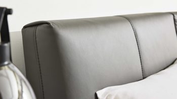 Bettgestell Interliving aus Leder in Grau Interliving Polsterbett Serie 1416 - Polsterbettgestell graues Leder Torro - Liegefläche ca. 180 x 200 cm