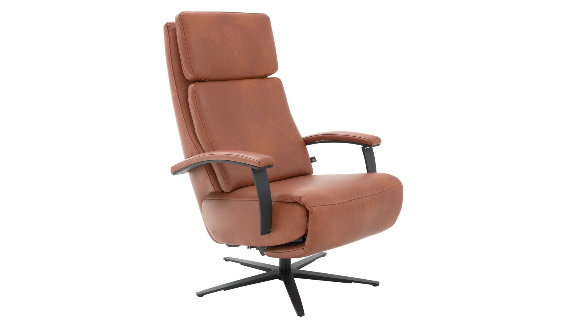 Relaxsessel Interliving aus Leder in Hellbraun Interliving Sofa Serie 4541 – Relaxsessel C manuell - cognacfarbenes LongLife-Leder Cloudy & Sternfuß V4S