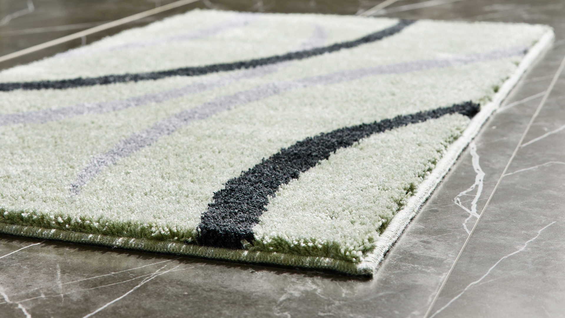 Badematte / Badeteppich Interliving aus Kunstfaser in Hellgrün Interliving Badteppich Serie 9111 jadefarben gemustert - ca. 65 x 115 cm