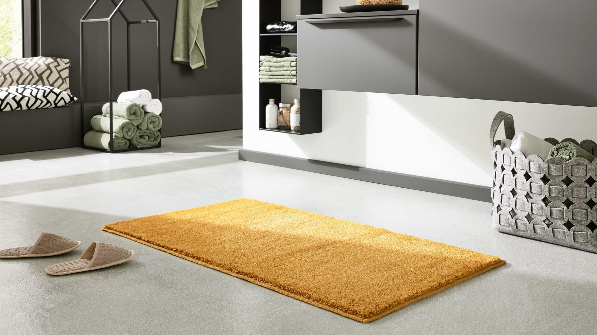 Badematte / Badeteppich Interliving aus Kunstfaser in Gelb Interliving Badteppich Serie 9112 Safran - ca. 50 x 60 cm