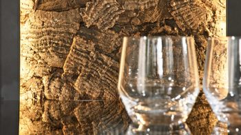 Wohnwand Interliving aus Holz in Holzfarben Interliving Wohnzimmer Serie 2025 - Wohnwand 84 Wildeiche, Anthrazit & Kork - dreiteilig, Breite ca. 265 cm