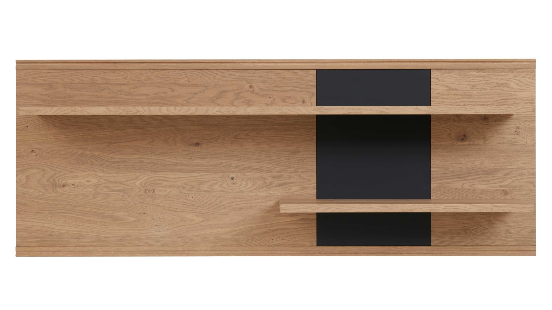 Wandregal Interliving aus Holz in Holzfarben Interliving Wohnzimmer Serie 2025 - Wandpaneel Wildeiche & Anthrazit - Höhe ca. 61 cm