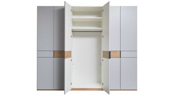 Kleiderschrank Interliving aus Holz in Grau Interliving Kleiderschrank Serie 1207 – Kleiderschrank Taupe & Balkeneiche - sechs Türen, Breite ca. 299 cm