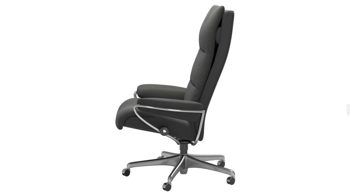 Bürostuhl Ekornes aus Leder in Dunkelgrau Silber Stressless TOKYO High Back Home Office Sessel Home Office Gestell Chrom, Leder Paloma Rock