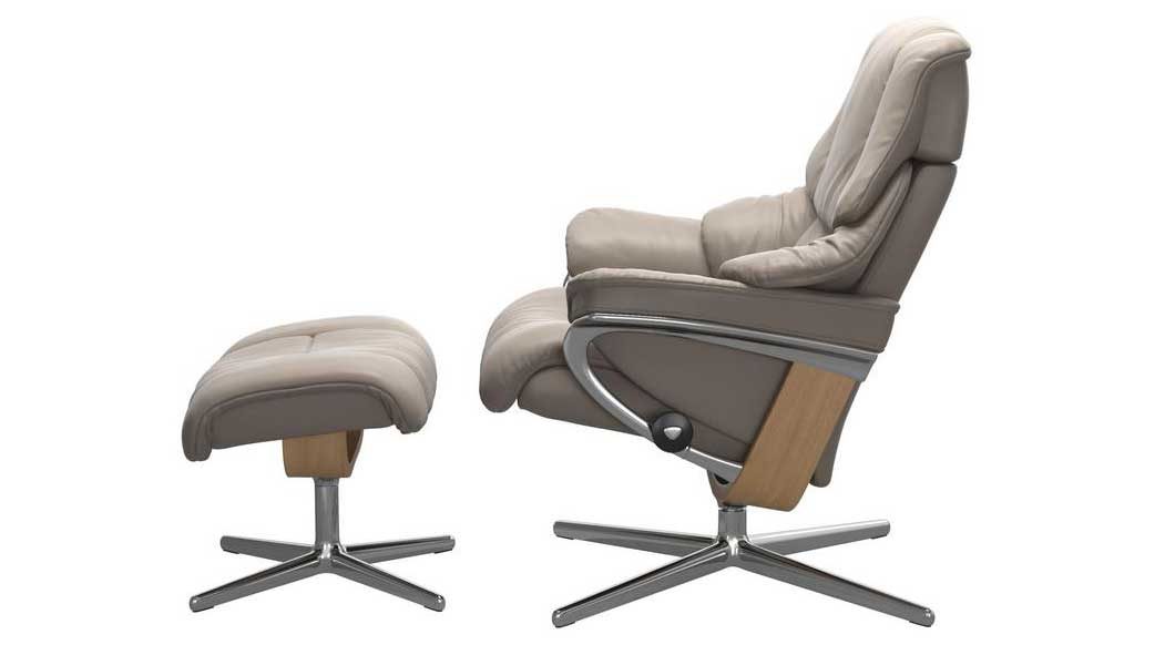 Sessel Ekornes aus Leder in Braun Stressless RENO S Cross Relax-Sessel und Hocker Leder Small, Leder Paloma 09444 Dark Mushroom