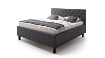 Polsterbett Meise.möbel aus Stoff in Anthrazit Polsterbett San Remo mit Bettkasten anthrazitfarbener Bezug Bulus 09 & schwarze Holzfüße - Liegefläche ca. 180 x 200 cm