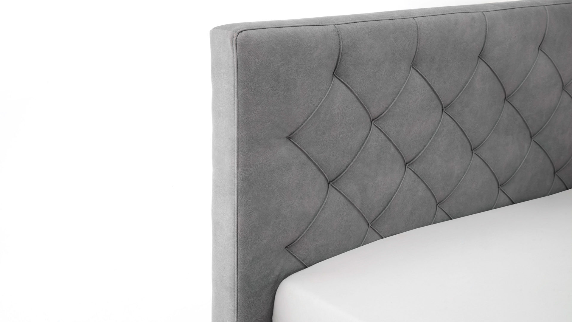 Polsterbett Meise.möbel aus Stoff in Hellgrau Polsterbett San Remo mit Bettkasten hellgrauer Bezug Bulus 32 & Metallfüße - Liegefläche ca. 180 x 200 cm