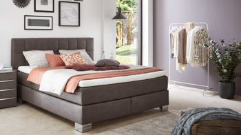 Boxspringbett comfortmaster besser sitzen, liegen, leben aus Stoff in Dunkelgrau Comfortmaster Dreamplace 2.0 - Boxspringbett 0394L schieferfarbene Mikrofaser Galero 640009 – Liegefläche ca. 180 x 200 cm