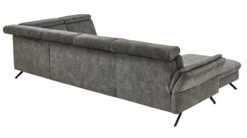 Ecksofa modulmaster aus Stoff in Dunkelgrün Modulmaster MM-ZE1162 - Wohnlandschaft mit Federkern moosfarbener Velours Amira & schwarze Metallfüße - Stellfläche ca. 346 x 227 cm