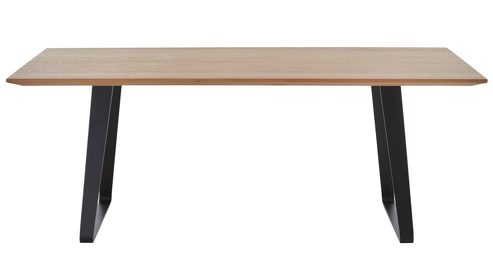 Esstisch K+w polstermöbel aus Holz in Holzfarben Esszimmerserie Base - Esstisch Asteiche & schwarzes Metall - ca. 200 x 100 cm