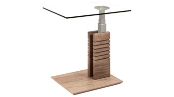 Couchtisch Vierhaus aus Glas in Transparent vierhaus Couchtisch 5653-GKL-EBI Klarglas & Wildeiche bianco - ca. 55 x 47 cm