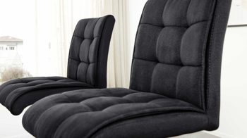 Barstuhl Interliving aus Kunstfaser in Schwarz Interliving Esszimmer Serie 5104 – Barstuhl mit Drehfunktion carbonschwarze Mikrofaser Night & mattschwarzer Sternfuß
