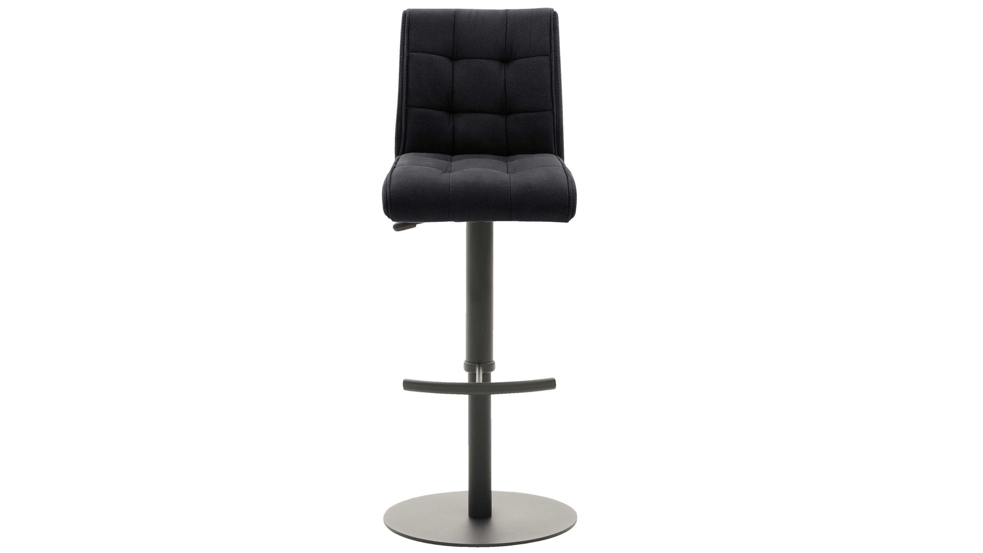 Barstuhl Interliving aus Kunstfaser in Schwarz Interliving Esszimmer Serie 5104 – Barstuhl mit Drehfunktion carbonschwarze Mikrofaser Night & mattschwarzer Tellerfuß