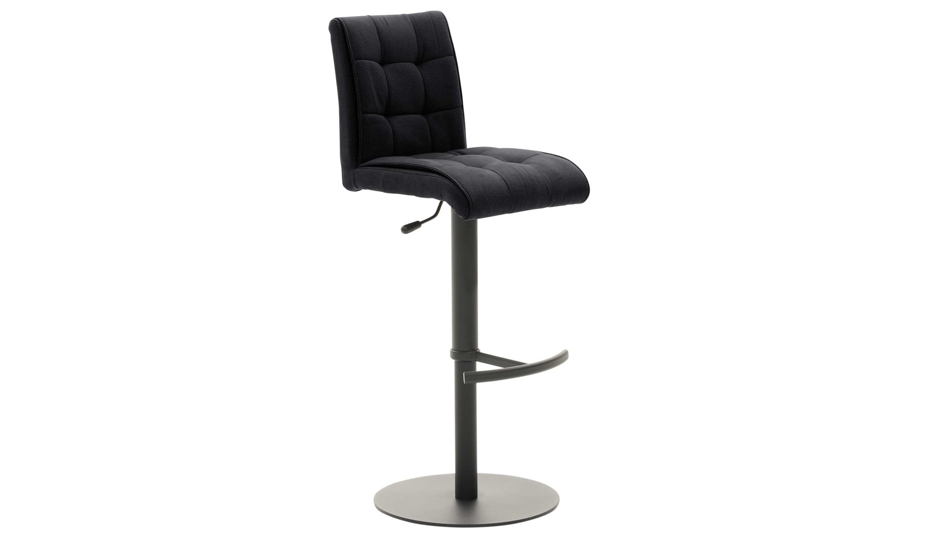 Barstuhl Interliving aus Kunstfaser in Schwarz Interliving Esszimmer Serie 5104 – Barstuhl mit Drehfunktion carbonschwarze Mikrofaser Night & mattschwarzer Tellerfuß