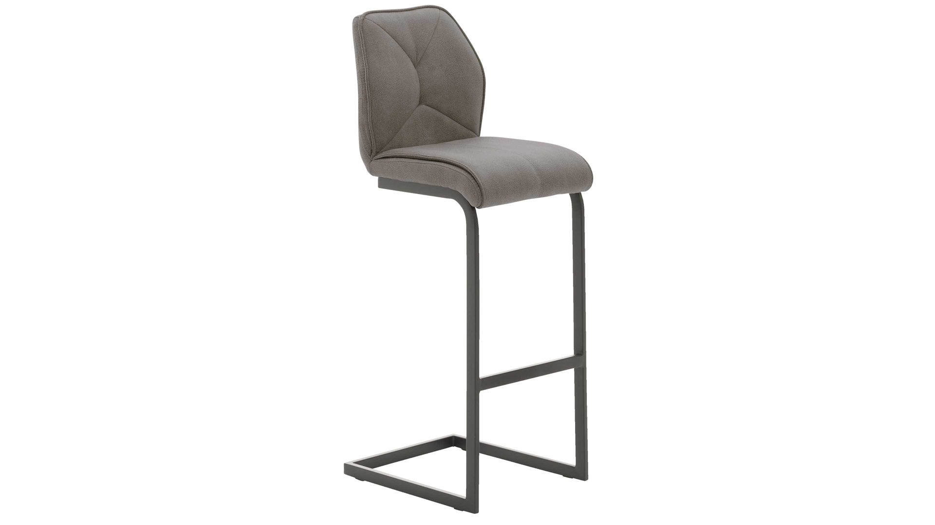 Barstuhl Interliving aus Kunstfaser in Dunkelgrau Interliving Esszimmer Serie 5104 – Barstuhl dunkelgraue Mikrofaser Onyx & mattschwarzes Vierkantrohr
