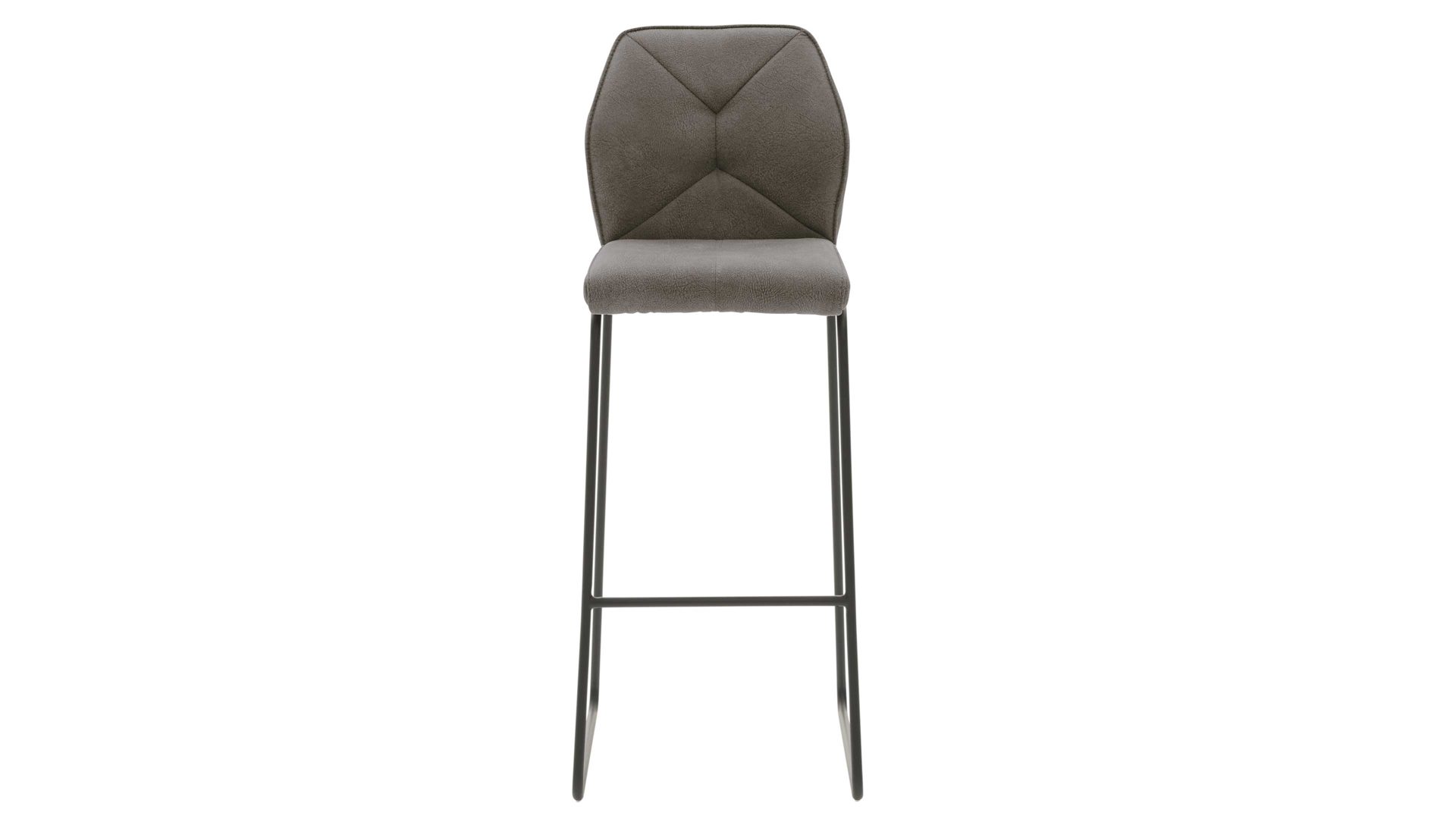 Barstuhl Interliving aus Kunstfaser in Dunkelgrau Interliving Esszimmer Serie 5104 – Barstuhl dunkelgraue Mikrofaser Onyx & mattschwarzes Rundrohr