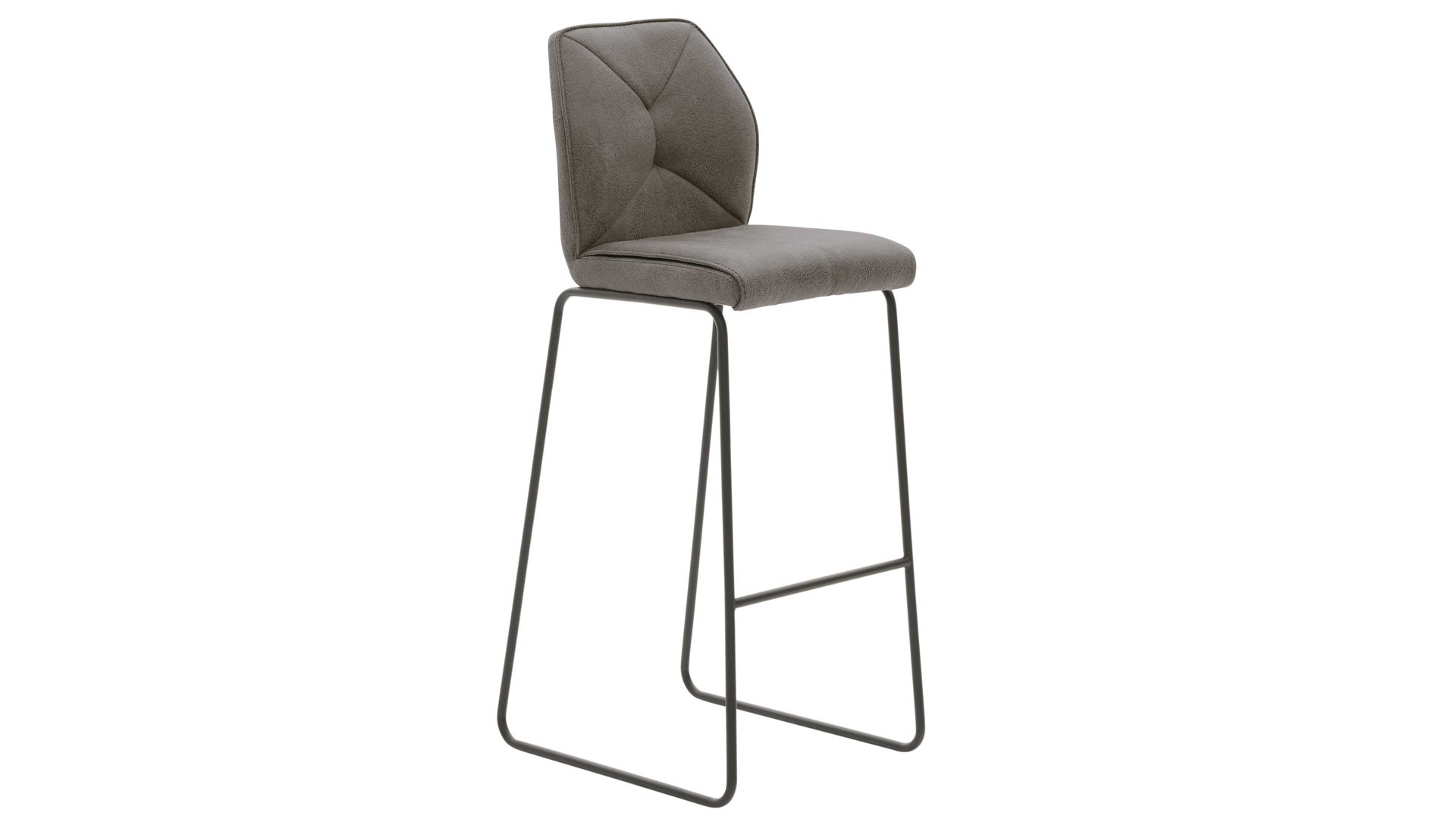 Barstuhl Interliving aus Kunstfaser in Dunkelgrau Interliving Esszimmer Serie 5104 – Barstuhl dunkelgraue Mikrofaser Onyx & mattschwarzes Rundrohr