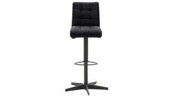 Barstuhl Interliving aus Kunstfaser in Schwarz Interliving Esszimmer Serie 5104 – Barstuhl mit Drehfunktion carbonschwarze Mikrofaser Night & mattschwarzer Sternfuß
