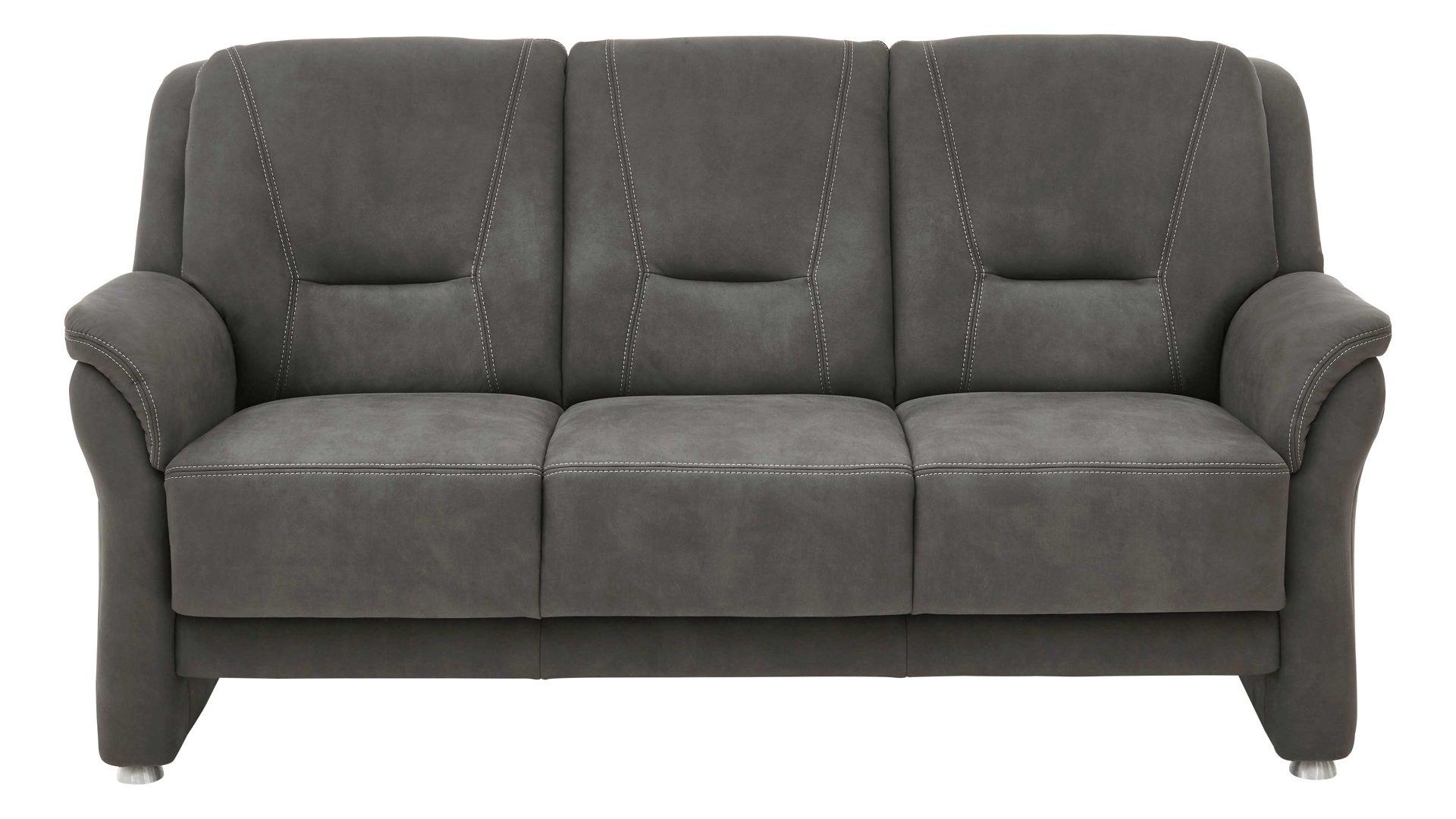 Dreisitzer OrthoSedis aus Stoff in Dunkelgrau OrthoSedis OS-PP1133 - Dreisitzer graue Mikrofaser Feeling & Metallfüße - Länge ca. 198 cm