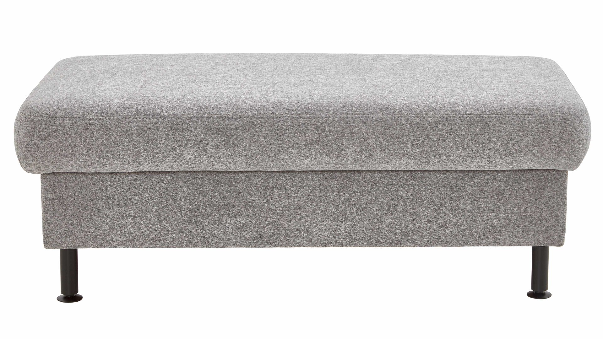 Polsterhocker modulmaster aus Stoff in Grau Modulmaster MM-ZE1129 - XXL Polsterhocker alufarbene Chenille Charly & schwarze Metallfüße - ca. 132 x 68 cm