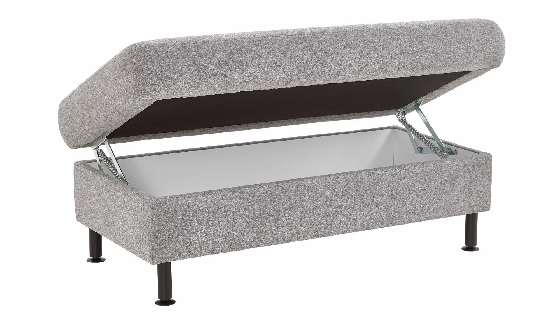 Polsterhocker modulmaster aus Stoff in Grau Modulmaster MM-ZE1129 - XXL Polsterhocker alufarbene Chenille Charly & schwarze Metallfüße - ca. 132 x 68 cm