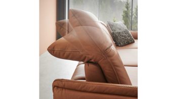 Ecksofa Himolla aus Holz Leder Metall in Braun Himolla Polstergarnitur 1385 Promotion Eckkombination LongLife-Leder Nuss & Metallfuss anthrazit - ca. 274 x 175 cm